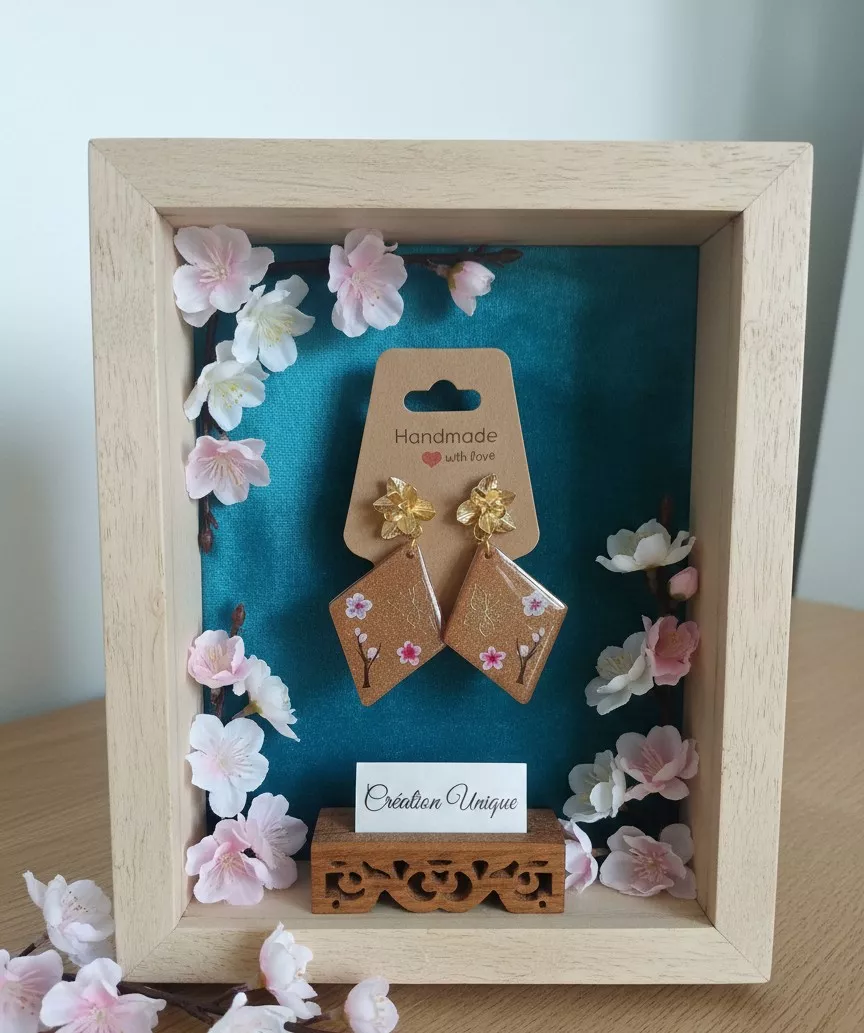 Boucles d'Oreilles Losange "Éclat de Sakura"